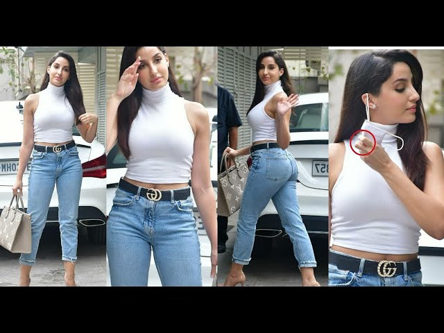Nora Fatehi Colourblocks Her Way In A White Tee, Blue Jeans And A