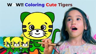 Coloring Cute Tigers || Experience Adorable Cute Tiger Coloring Pages #coloring #art #tiger #funny