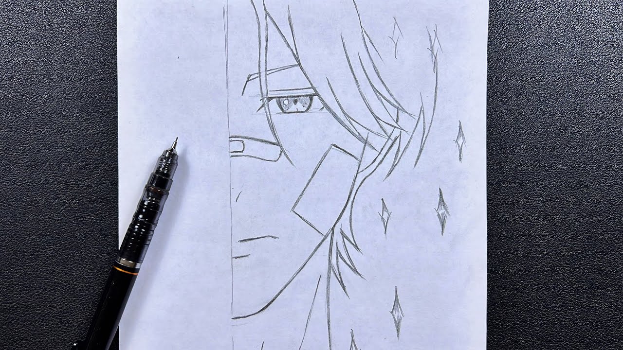 Easy to draw how to draw anime boy half face stepbystep YouTube