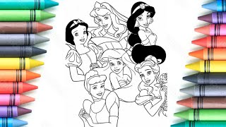 DISNEY princess coloring pages||cute princess coloring pages ||simple Disney coloring pages