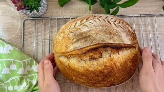 Французский деревенский хлеб на закваске ,пошаговый рецепт 💚