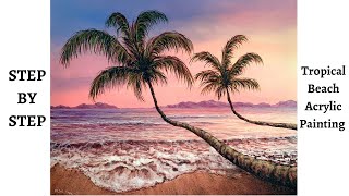 Tropical Beach Acrylic Painting STEP by STEP