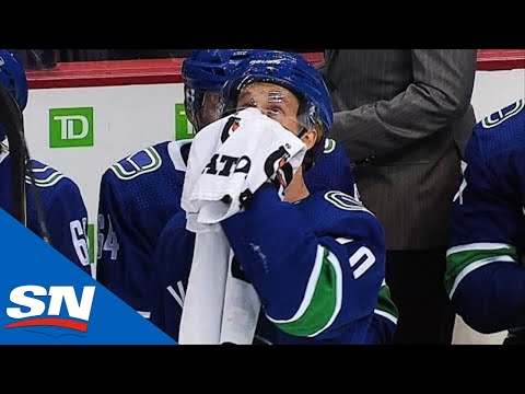 Elias Pettersson Left Bloody After Chris Kreider Lands Flying Elbow To His Face
