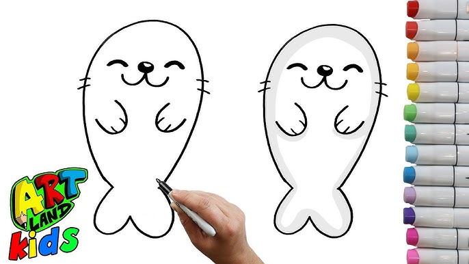 How To Draw A Baby Seal Cartoon 