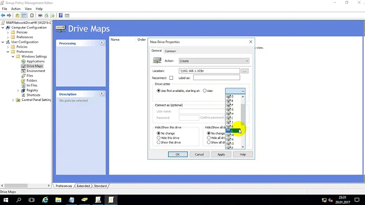 How to map network drive with group policy on Windows Server 2016