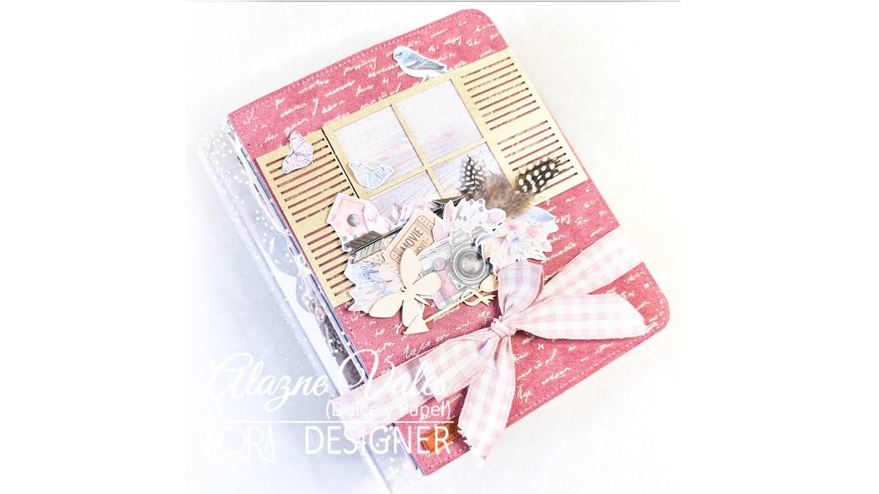 Tutorial álbum con repujado con Antelina y lomo de acetato. Scrapbooking. Kora Projects.