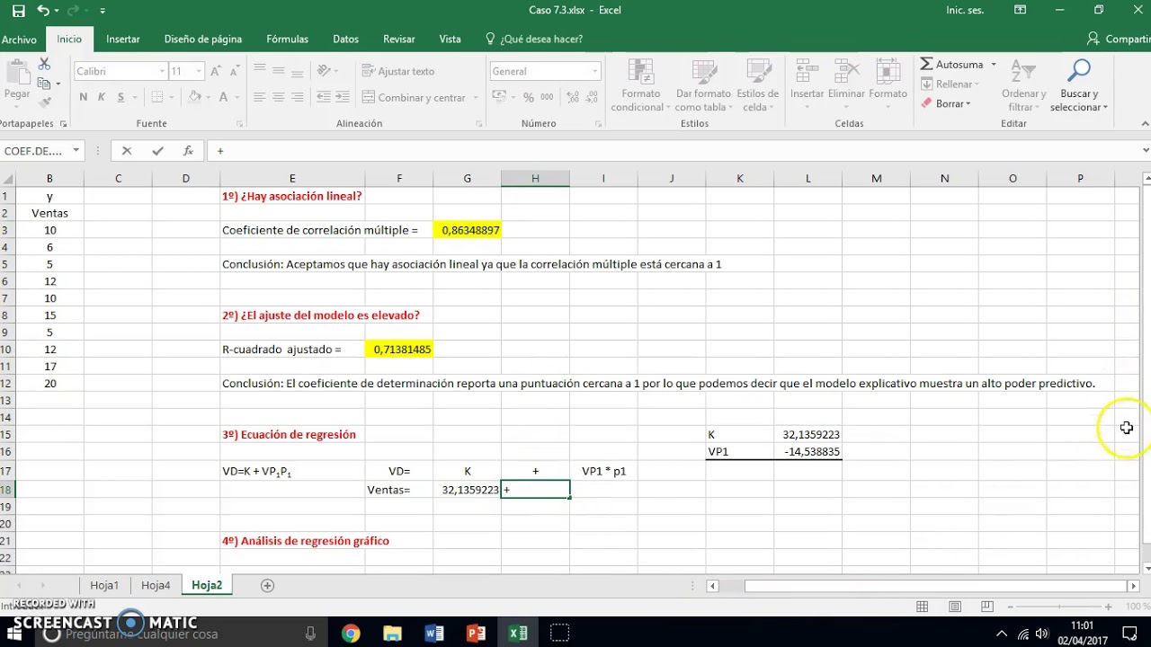 Análisis de regresión simple con Excel