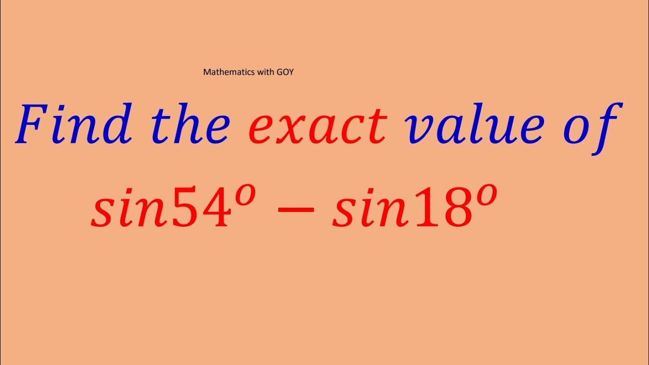 Trigonometric challenge without using a calculator |@goymath - YouTube