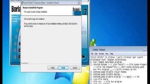 cara menginstall program delphi 7 suport di windows 7, 8, 10 serial 2