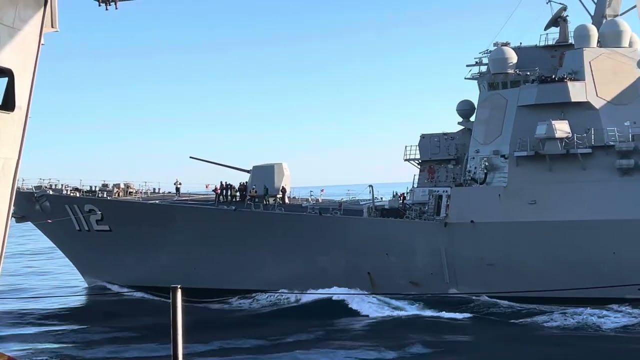 USS Michael Murphy DDG 112 refueled by aircraft carrier.  MAR 2024. 
