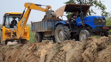 JCB Backhoe Cutting Soil and Loading in Tractor - JCB 3DX Machine Working - JCB Tractor Video