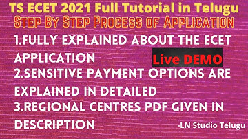TS ECET 2021 ONLINE APPLY STEP BY STEP PROCESS || ECET 2021 full Telugu Tutorial || LN Studio Telugu