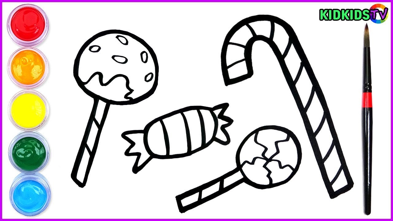 Coloring 4 Sweets Candy ⎮Painting for toddlers and drawing for kids