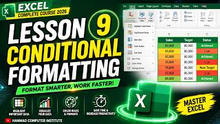 Lesson 9: Conditional Formatting in Excel | Highlight Data Automatically | Excel Course 2026