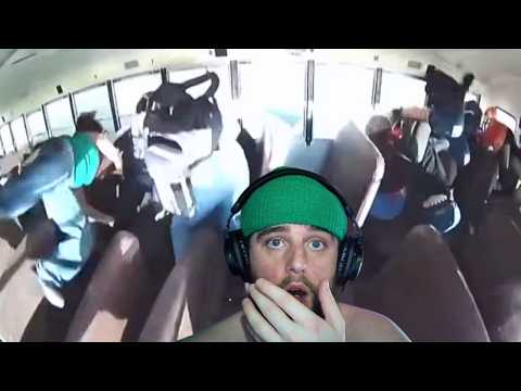 😳Parked school bus full of kids FLIPPED by street racing car *REACTION*