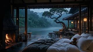 Rainy Night by the Forest Lake 🌧️🧸🔥 | Gentle Rain, Fireplace & Distant Thunder for Deep Relaxation screenshot 4