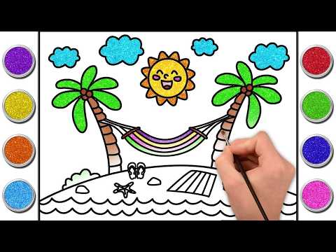 How to Draw a Sunny Beach! 🏖☀️ | Learn to Draw | Chiki Art Brazil