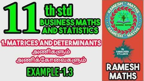 11th Business maths/chapter 1/Matrices and Determinants/Example 1.3