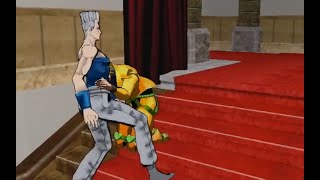 Dio carrying Polnareff downstairs