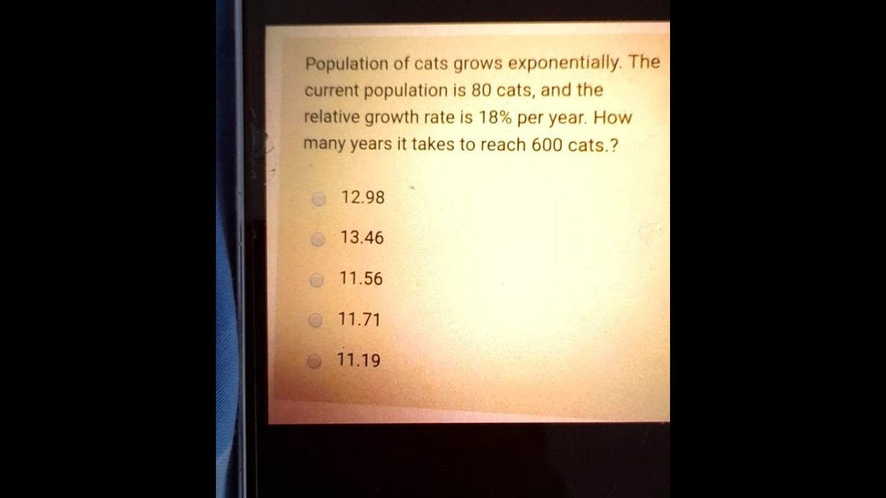 [Math] Population of cats grows exponentially: The current population ...