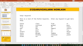 PYTHON Dasturlash (Kirish 2-qism) Запись 23.01.2026