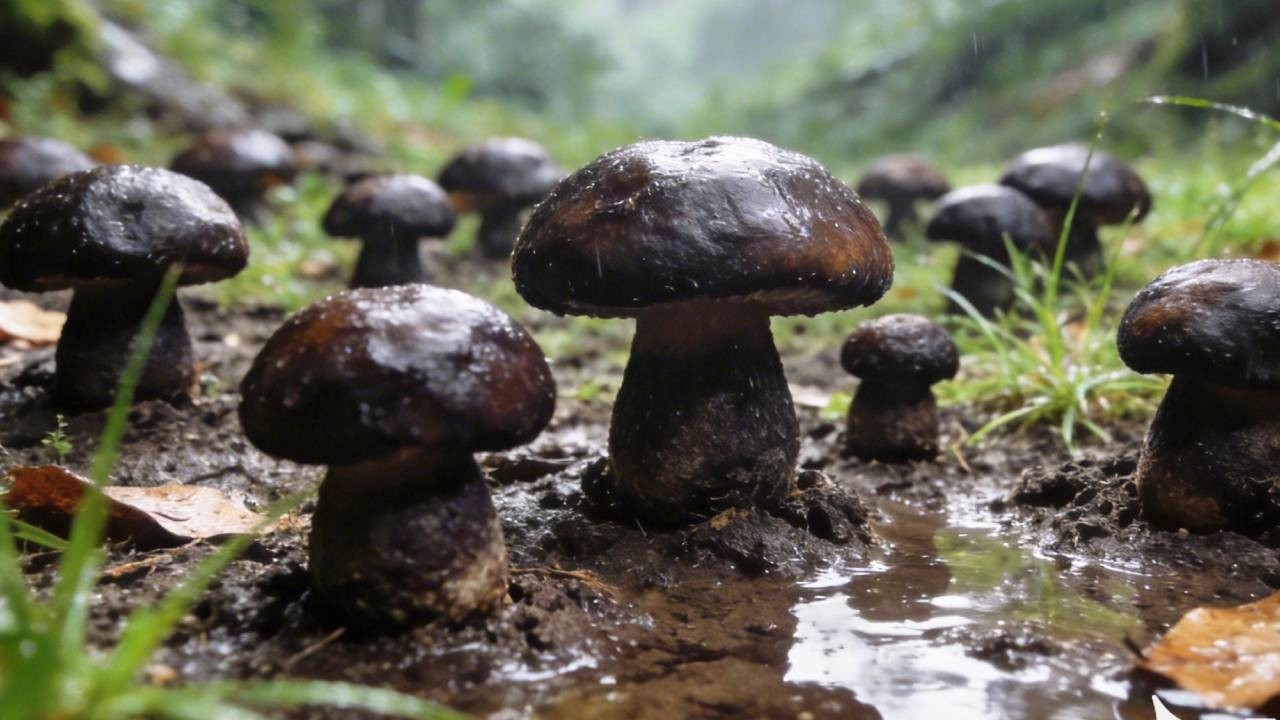 雨過天晴，烏松菌泛濫，出門就爆了壹籃子【川農小韓】#川農小韓 #mushroom #新鲜采摘 #food #樓頂菜園 #cooking #eat #美食 #delicious