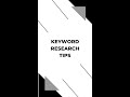 Keyword Research &amp; Planning Tips