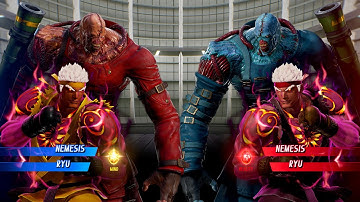 Red Nemesis & Ryu vs Blue Nemesis & Black Ryu (Hardest AI) - Marvel vs Capcom Infinite