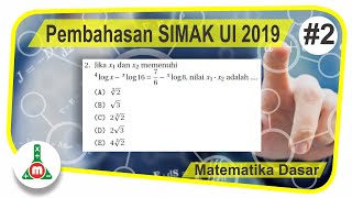 Pembahasan SIMAK UI 2019 Matematika Dasar Nomor 2 (Logaritma)