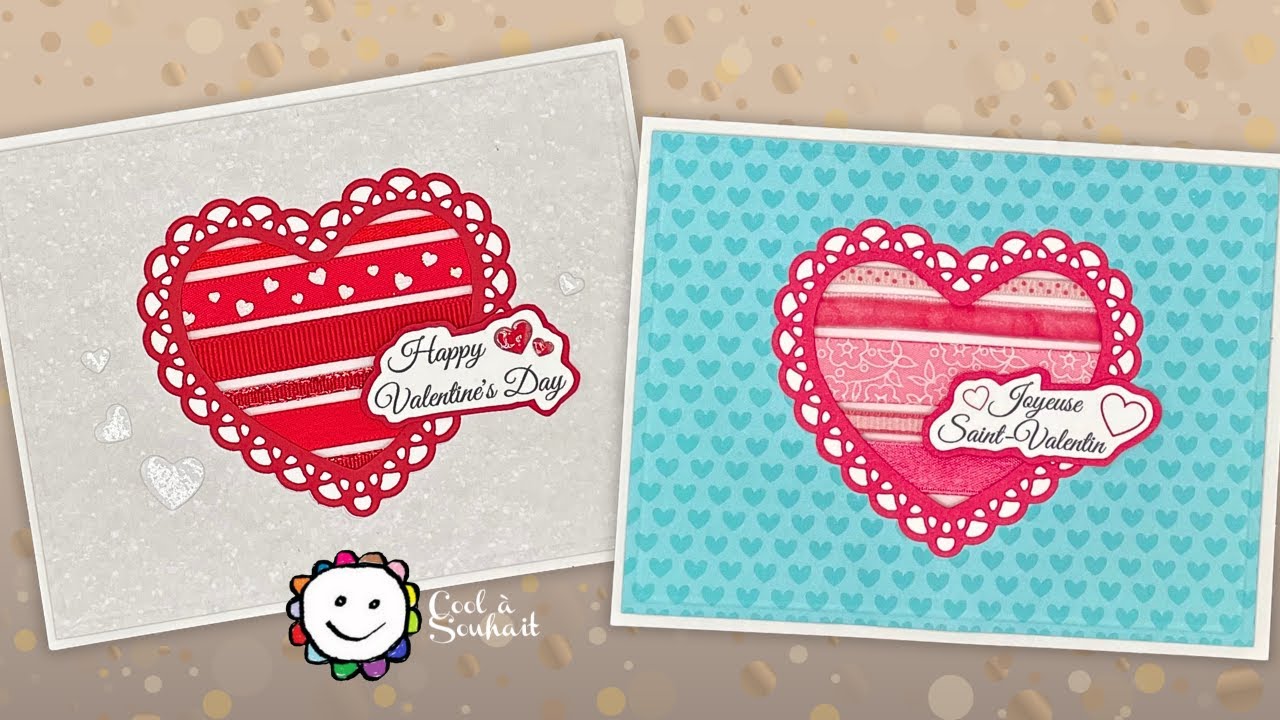 Carte de Saint-Valentin DIY | Coeur avec rubans et papier à motifs (avec ou sans machine)