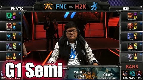 Fnatic vs H2K Gaming | Game 1 Semi Finals S5 EU LCS Spring 2015 playoffs | FNC vs H2K G1 VOD