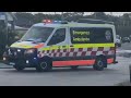 NSWAS car 4549 responding and arriving code 1/FRNSW leaving fuel station light and siren demo (Yamba