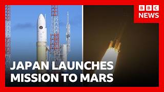 Mission blasts off to Mars to grab a piece of its moon | BBC News