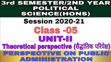 Pol Sci.Hons.Class-05, Theoretical Perspective(सैद्धांतिक परिप्रेक्ष्य),Unit-2 Public Administration