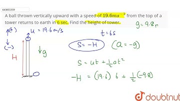 A ball thrown vertically upward with a speed of `19.6ms^-1` from the  | Class 11 PHYSICS | Doubtnut