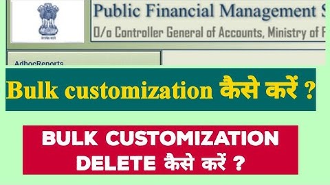 Bulk customization in pfms | Bulk customization kase kare | How to delete bulk customisation in pfms