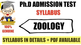 Phd Admission Test Syllabus  Zoology  phd phdsyllabus educationalbyarun