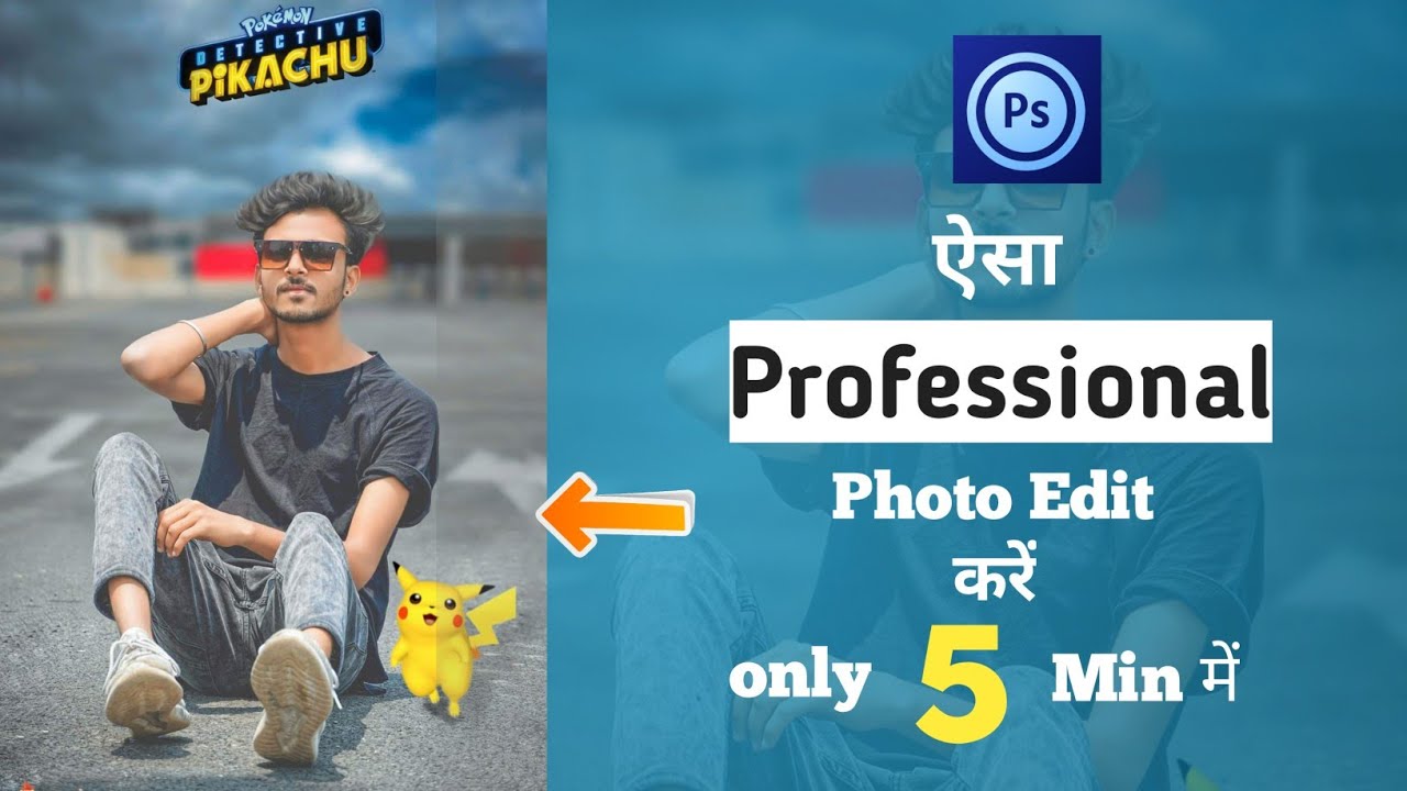 Photo Editing Pikachu Pokemon | PicsArt and Lightroom tutorial | Ps touch in mobile