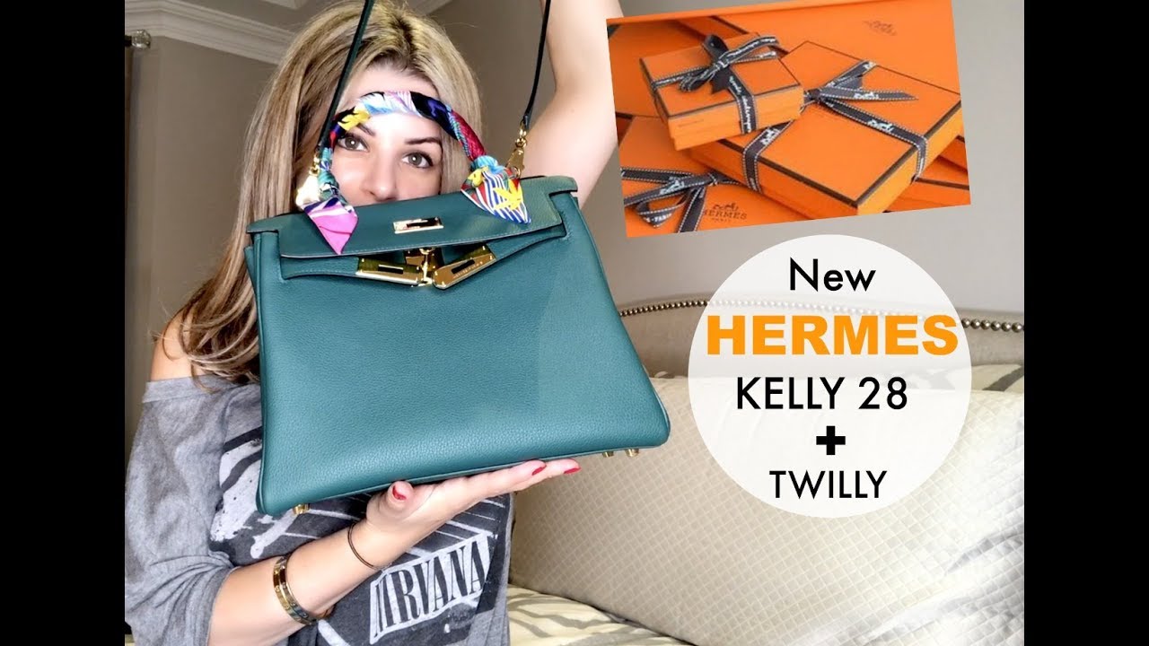 New HÈRMES KELLY 28 + Twilly - YouTube