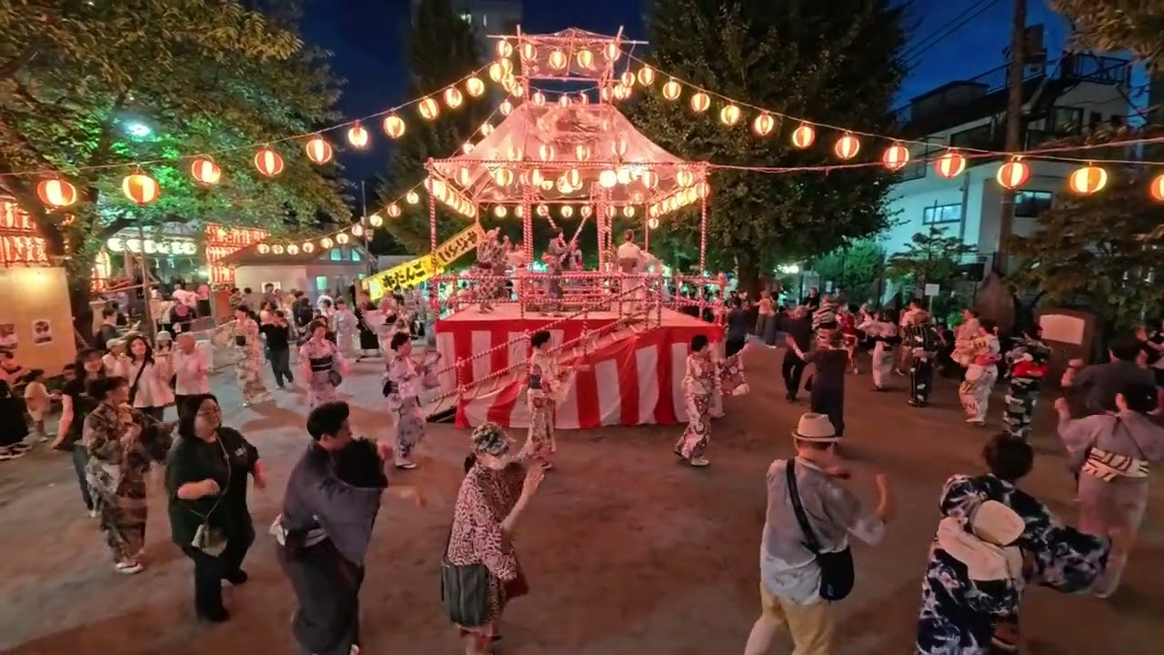 河内おとこ節（中村美律子）　新中野杉山公園盆踊り７　2025年9月14日　新中野祭事会氷川・天神両社御祭礼奉納踊り　東京都中野区