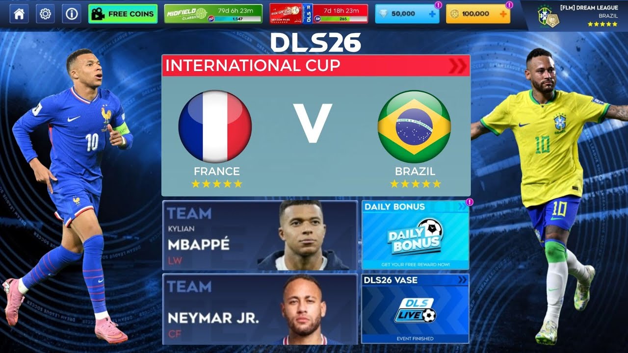 DLS 26 | Франция 🇲🇫 против Бразилии 🇧🇷 | Международный кубок | Геймплей Dream League Soccer 2026