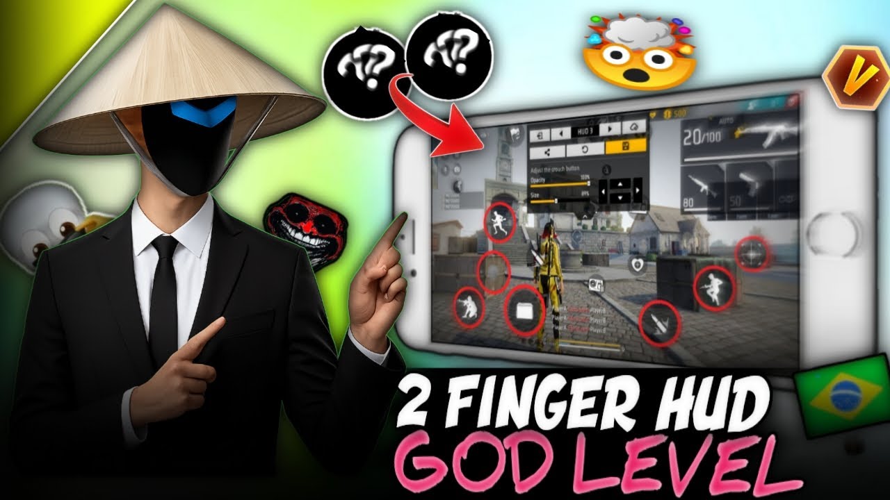 Top 2 Finger Best Costom Hud 🇧🇷 Best 2 Finger Costom Hud In FF | Best Costom Hud | FREE FIRE 🔥