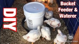 EASY and CHEAP DIY homemade 5 gallon Bucket Chicken Feeder and Waterer. Perfect for all poultry!