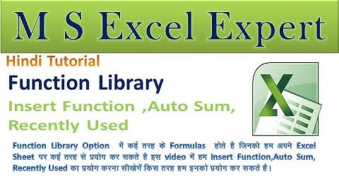 M S Excel Tutorial Part 27 ( Function Library)