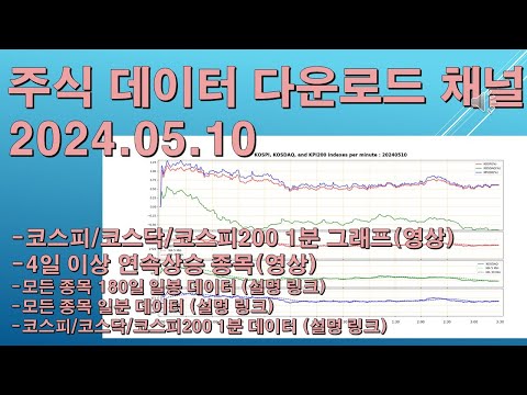 [정돈] 코스피/코스닥 종목 데이터 다운로드 채널 - 2024년 5월 10 데이터