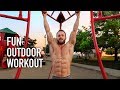Playground Workout & Recovery Smoothie + ZIPLINE PULL-UPS!