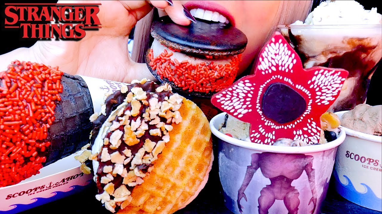 ASMR STRANGER THINGS | SCOOPS AHOY ICE CREAM | Eating Sounds