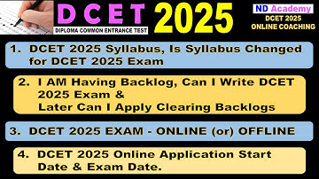 I Have Backlog, Can i Write DCET 2025 Exam |DCET 2025 Syllabus |Application Start Date |Exam Date