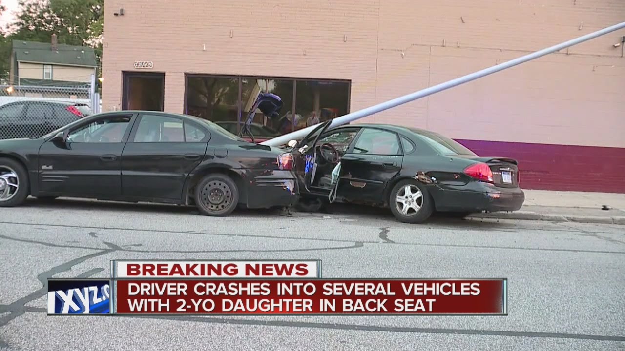 Driver slams into several cars - YouTube