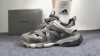 Balenciaga Track 3.0 Sneakers Grey and White On Foot